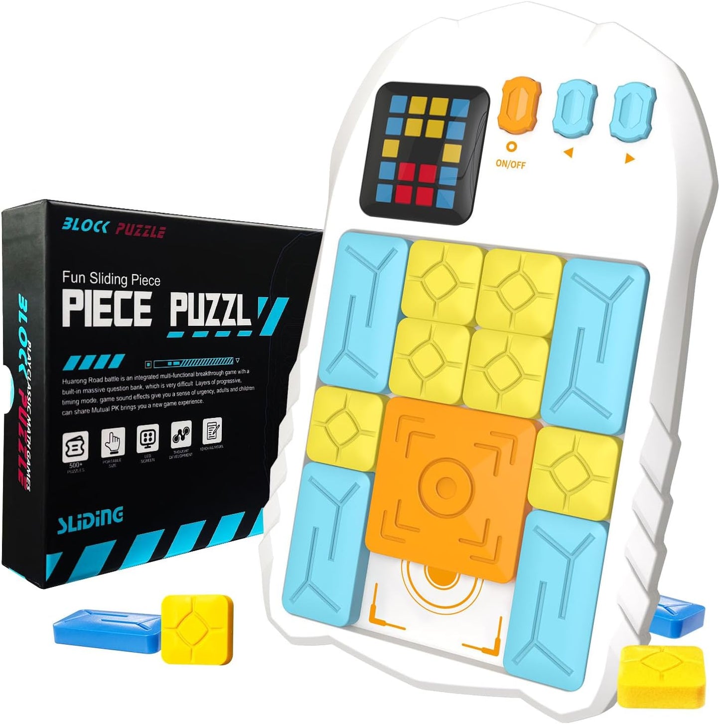 Super Slide Puzzle Game - Electronic Sliding Puzzle Toy with 500+ Levels, Brain Teaser & Logic Game for Kids and Adults (Classic-White)