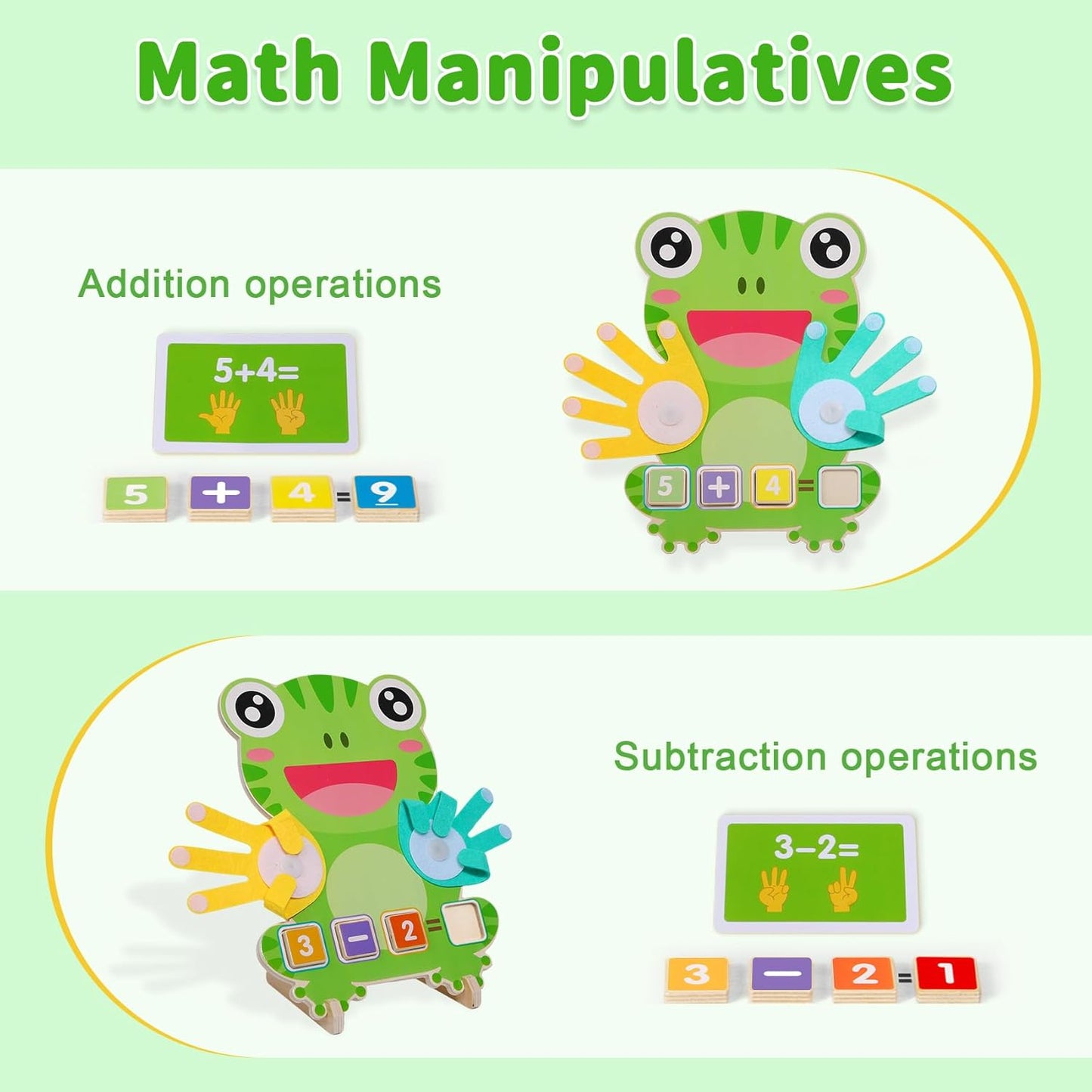 Educational 2 in 1 Math Manipulatives Number Counting Blocks & Teaching Clock for Kids, Preschool Learning Toys for Toddlers 3-5, Montessori Toys for 3-5 Year Old Boys Girls Birthday Gifts