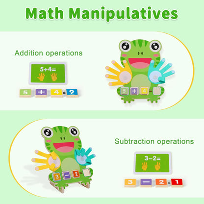 Educational 2 in 1 Math Manipulatives Number Counting Blocks & Teaching Clock for Kids, Preschool Learning Toys for Toddlers 3-5, Montessori Toys for 3-5 Year Old Boys Girls Birthday Gifts