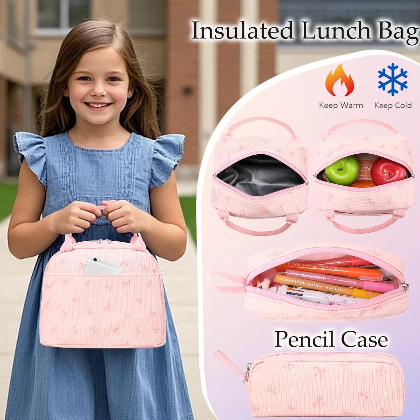 Girls Backpack for Elementary Unicorn Backpack Kids Backpack School Bookbag for Girls 3 in 1 Set Back to School