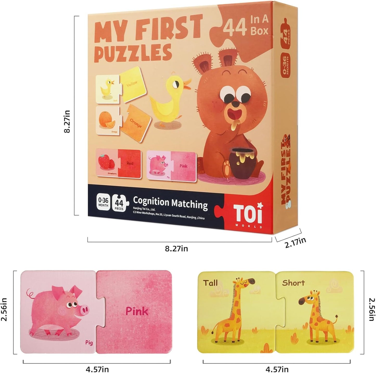 Toi 6 Packs Large Piece Toddler Jigsaw Puzzles for Kids Aged 2.5+, Animal Shaped Floor Puzzles for Beginner, Preschool Learning Game for Boys Girls, Traffic