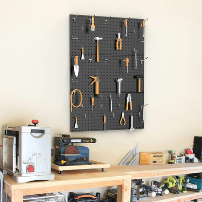 TORACK 3 PCS Metal Pegboard Panels(12x24 inch) for Wall Garage Tools Storage Pegboard for Workbench, Modular Peg Board Tool Organizer Board Kit(Pack of 3, Orange)
