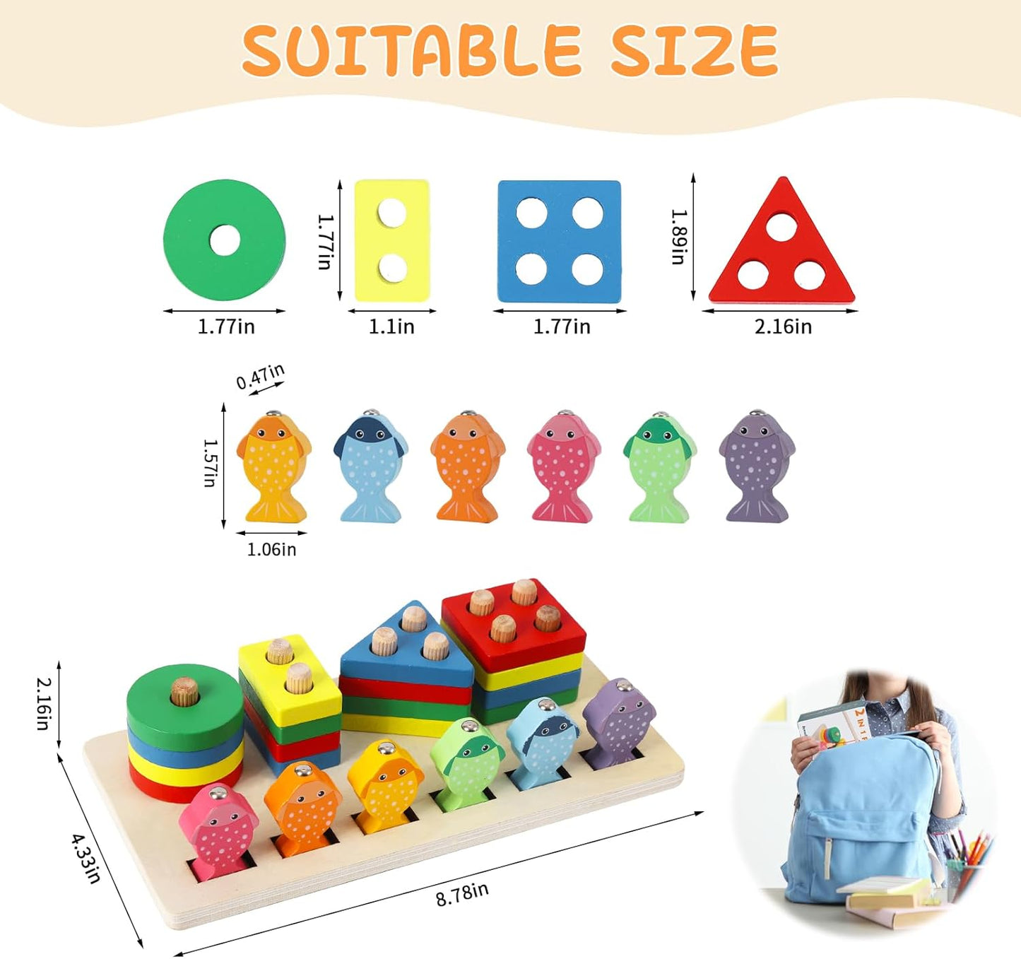 Montessori Toys for 1 2 3 Year Old Girls Boys,Gifts for 2 Year Old Learning Toys Stacking Toys for Toddlers Shape sorter (Standard Edition)
