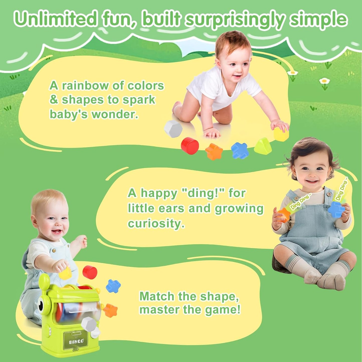Montessori Baby Toys Eating The Shapes, Interactive Shape Sorter Toys for Toddlers, Fine Motor Skills Matching & Sorting Learning Toys for 1 2 3 Year Old Boys Girls