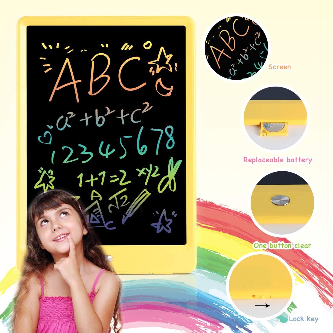 ORSEN LCD Writing Tablet 10 Inch, Colorful Doodle Board Drawing Pad for Kids, Toddler Toys for 3 4 5 6 7 8 Year Old Girls Boys Gifts (Pink)
