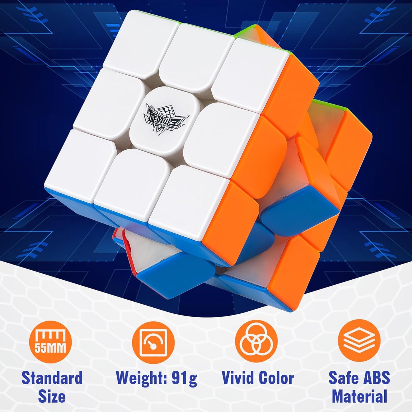 D-FantiX Cyclone Boys 3x3 Speed Cube Stickerless Magic Cube 3x3x3 Puzzles Toys (56mm)