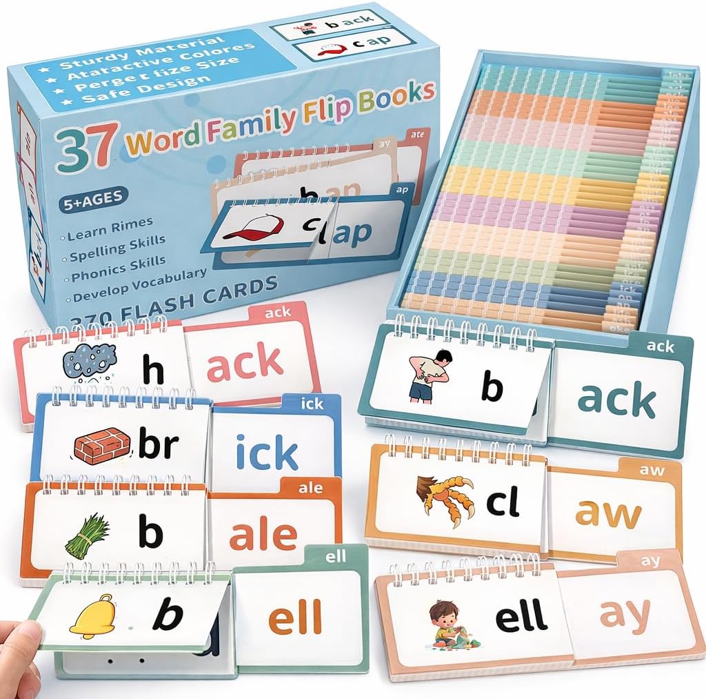 Yoink Word Family Build Book - 37 Read and Rhyme Flip Books for Kids, Learn to Read Phonics & Sight Flash Cards for Kindergarten, Preschool Classroom Homeschool Learning Activities