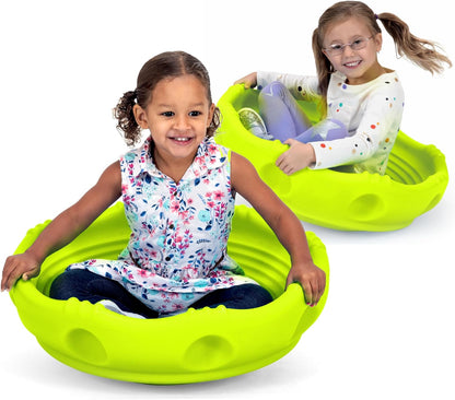 Simplay3 Two Sided Rock Around Wobble Disk and Climbing Dome for Toddlers and Kids - Rocking and Climbing - Indoor/Outdoor - Yellow/Green, Made in USA (1 Pack)