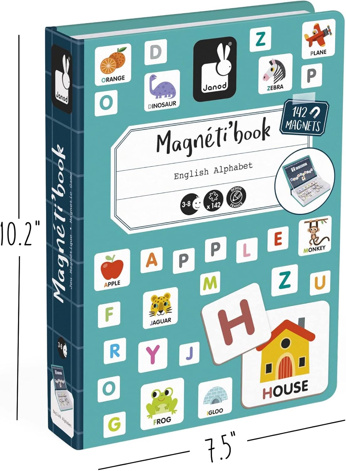 Juratoys Janod MagnetiBook 143 pc Magnetic Educational Alphabet Game - Ages 3+ - J02712
