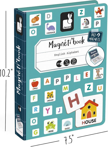 Juratoys Janod MagnetiBook 143 pc Magnetic Educational Alphabet Game - Ages 3+ - J02712