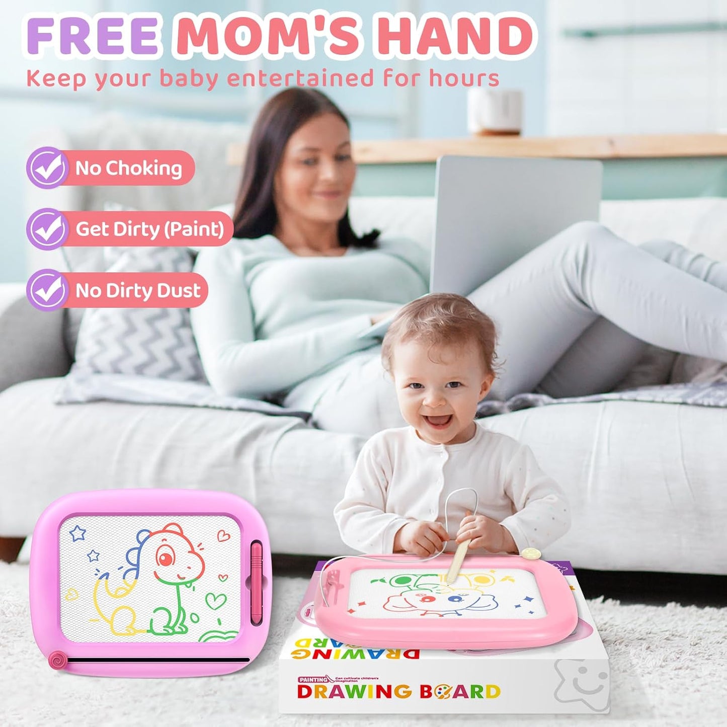 2 Pack Magnetic Drawing Board, Toddlers Toys Ages 1-2 & 2-3, Learning and Educational Writing Painting Doodle Pad for Toddlers for 1 2 3 Year Old, Ideal Christmas Birthday Gifts for Kids Boys Girls