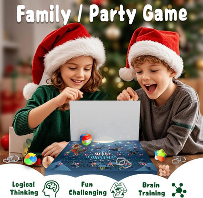 Advent Calendar 2025 Kids Brain Teaser Puzzles - 24 Days Christmas Countdown Calendar Gifts for Kids Holiday Party Favor Toy for Girls Boys Teens Adults Fun Xmas Gift