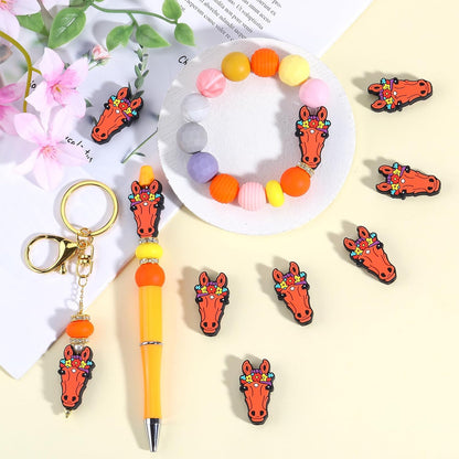 10Pcs Animal Silicone Beads for Keychain Making Cute Puppy Focal Beads for Pens Dalmatian Dog Animal Focals for Bracelets Necklace Earrings Jewelry Making