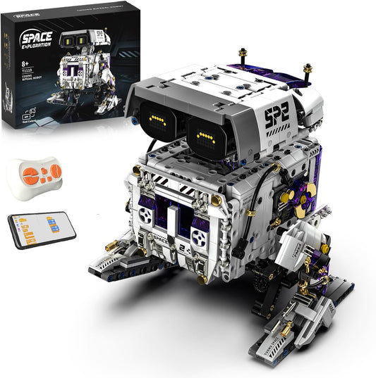 Programmable Biped Robot Technic Building Blocks Set,Remote Control＆App STEM Technic Robot Construction Kit with Movable Joints & Expression Modes,Coding Building Sets for Boys Ages 8-12