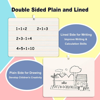 2 Pack Small Dry Erase Double Sided Whiteboard, 9" x 12",5 mm Thickness,Small White Board Dry Erase for Students & Classroom Ruled Writing Board Handwriting Practice