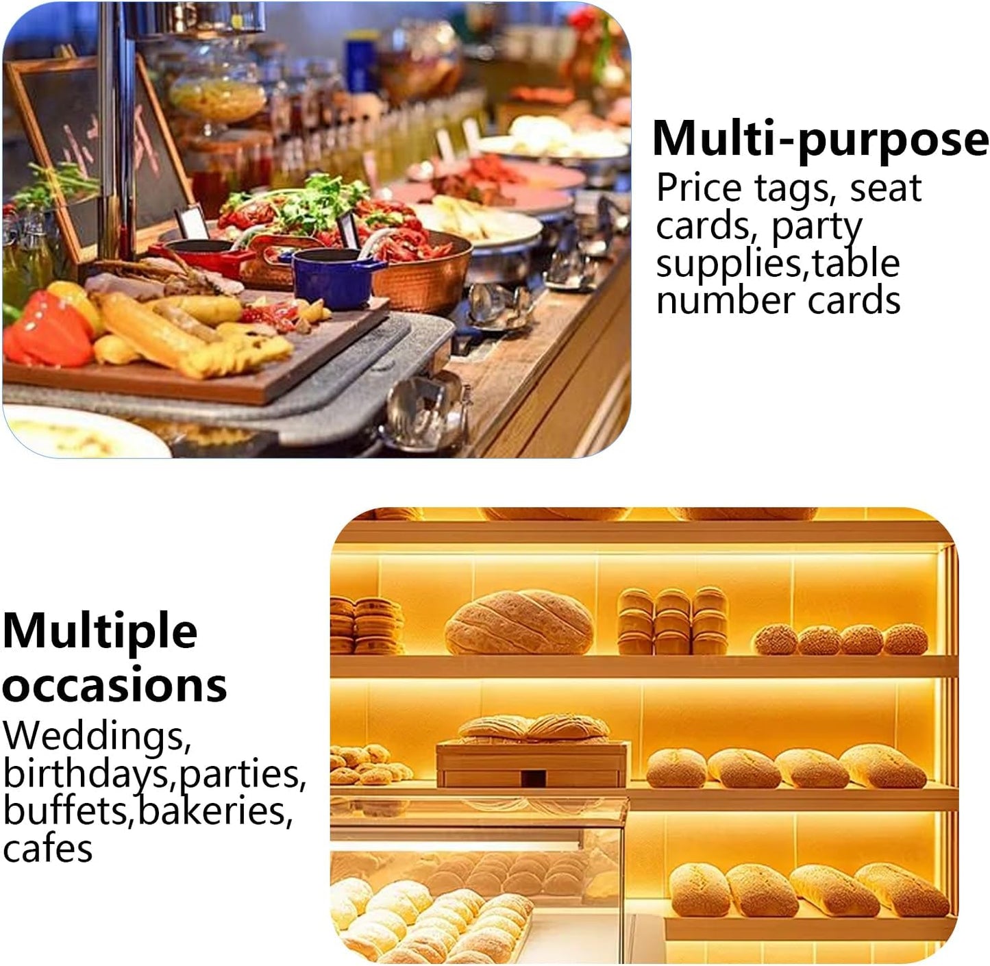 20 Pack 4"x3" V-Shaped Mini Chalkboard Signs, Self-Standing Tabletop Food Labels for Wedding, Bakery, Buffet, Easy to Write & Wipe Off, Includes 7 Color Chalk Markers, Cleaning Cloth