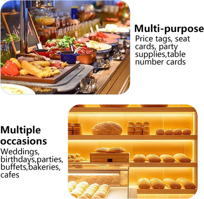 20 Pack 4"x3" V-Shaped Mini Chalkboard Signs, Self-Standing Tabletop Food Labels for Wedding, Bakery, Buffet, Easy to Write & Wipe Off, Includes 7 Color Chalk Markers, Cleaning Cloth