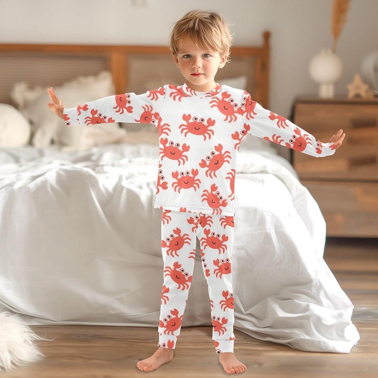 ALAZA Shark Starfish Palm Tree 2 Piece Pajama Set Long Sleeve Top and Pants Sleepwear Unisex - Colors A