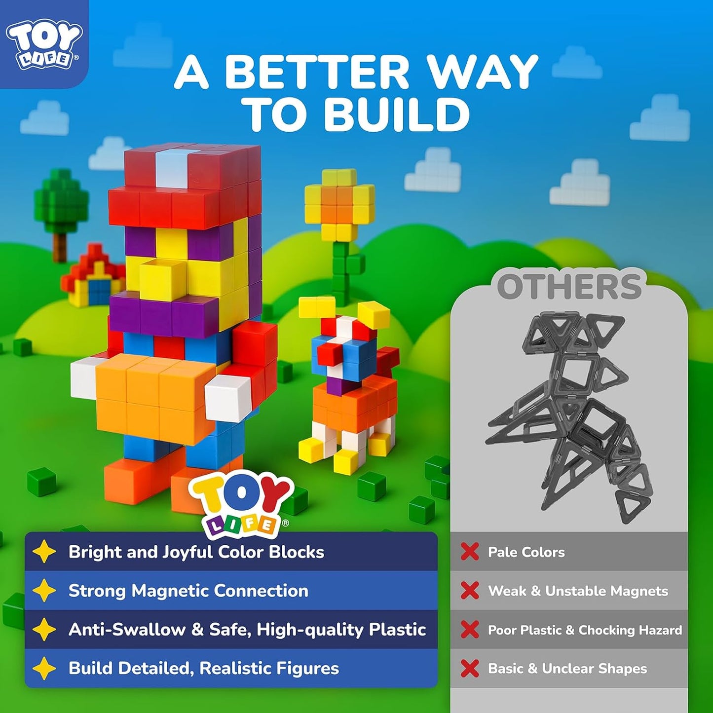 64PCS Magnetic Blocks, Magnetic Building Blocks for Kids Ages 3 4 5 6 Year Old, Magnet Cubes, Autism Montessori Toys, Preschool STEM Educational Sensory Magnet Toys Gifts for Kids 3-5 4-8