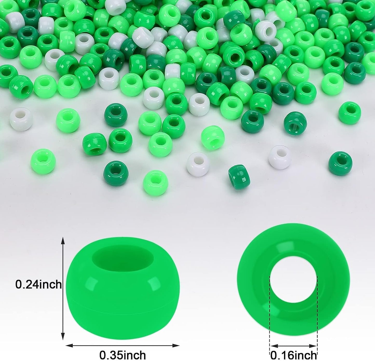 UPINS 1200Pcs Christmas Pony Beads Friendship Plastic Small Hair Beads Red Green White Pony Beads for Necklace Supplies (Christmas)