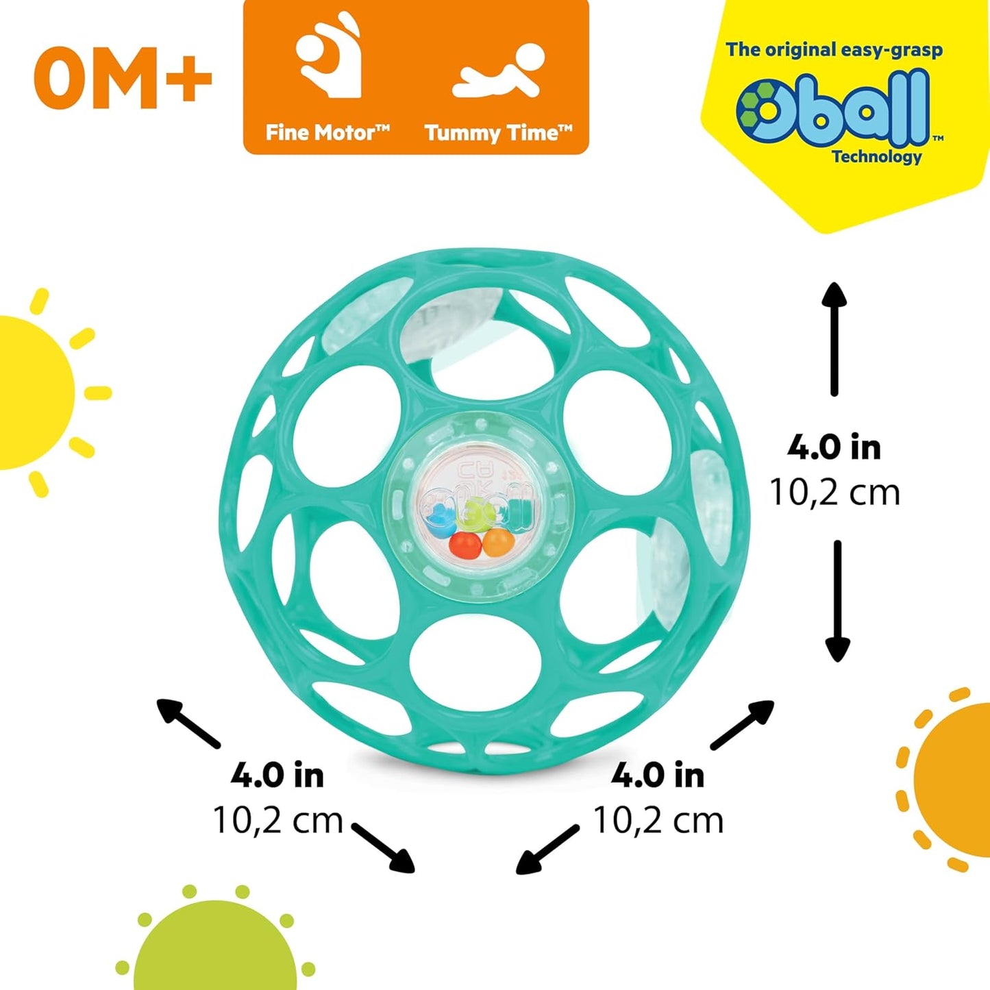 Bright Starts Oball Musical Toy, Jingle & Shake Pal, BPA-Free Easy-Grasp Baby Rattle Toy, Ages Newborn+