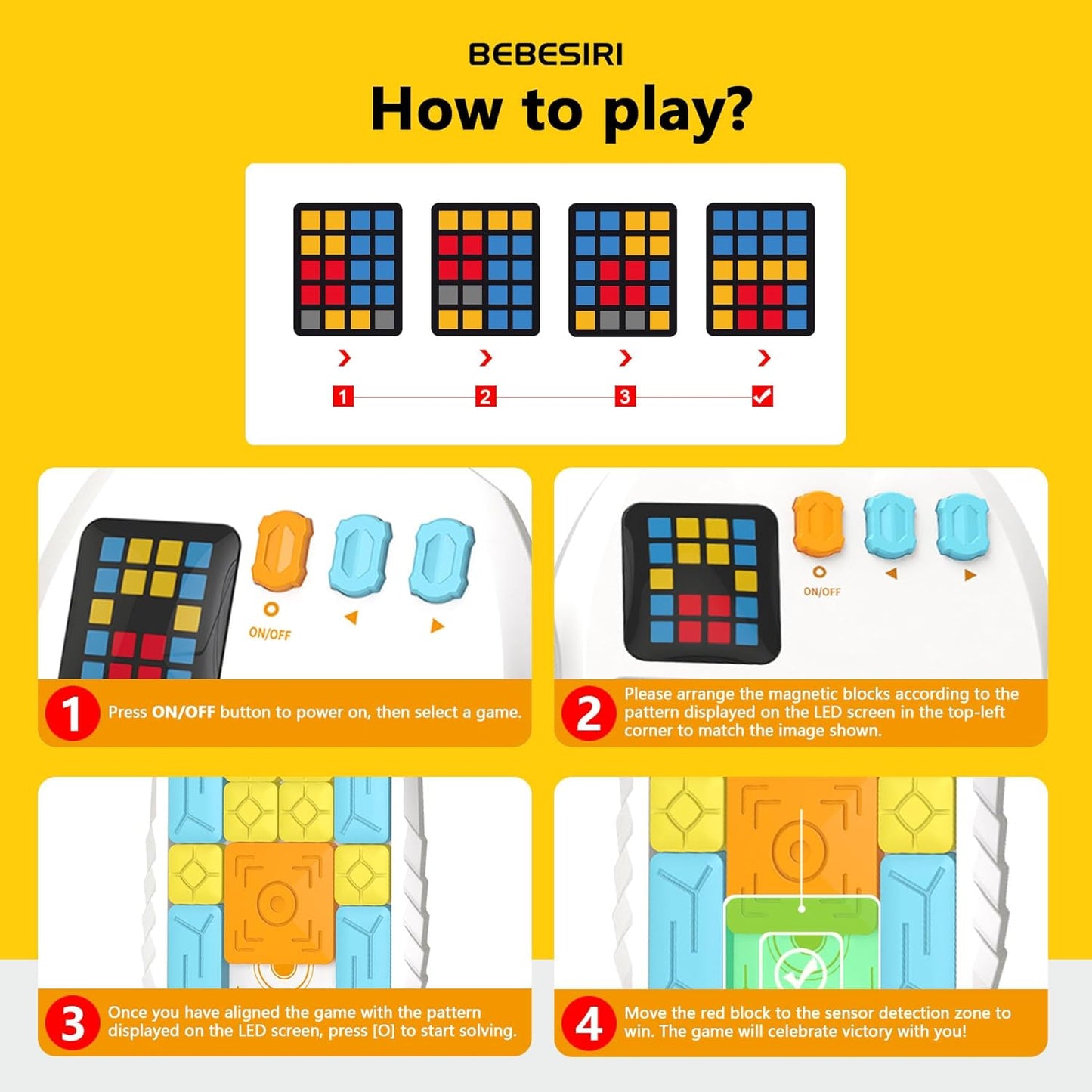 Super Slide Puzzle Game - Electronic Sliding Puzzle Toy with 500+ Levels, Brain Teaser & Logic Game for Kids and Adults (Classic-White)