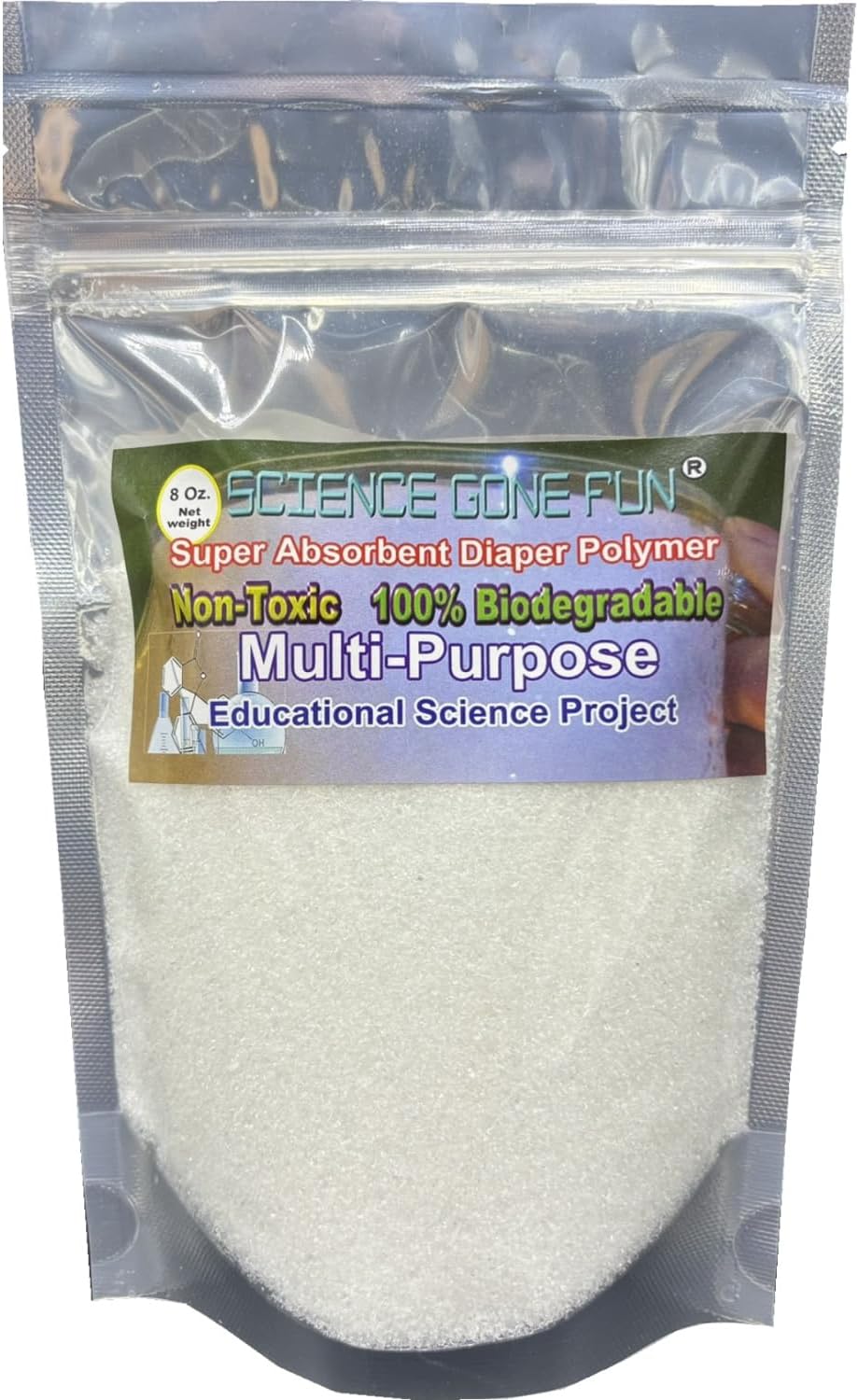 Educational Products – Super Absorbent Diaper Polymer 8 Ounce, Also Great for Making Slime