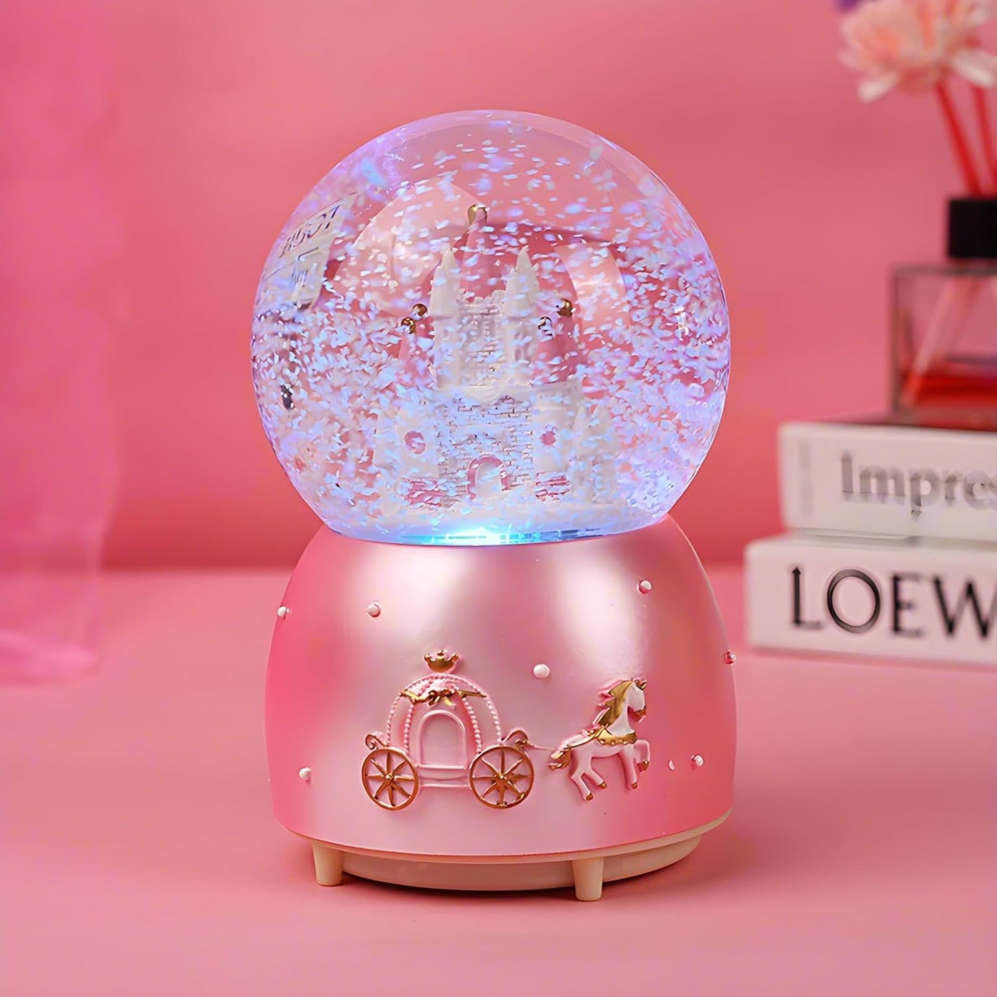 Snow Globes,Blue Castle Music Snowglobes with LED Lights,Automatic Snow Fall Effect,Home Decor for Kids Room Essentials Birthday Christmas Festival Gift for 5-16 Year Old Girls (Blue)