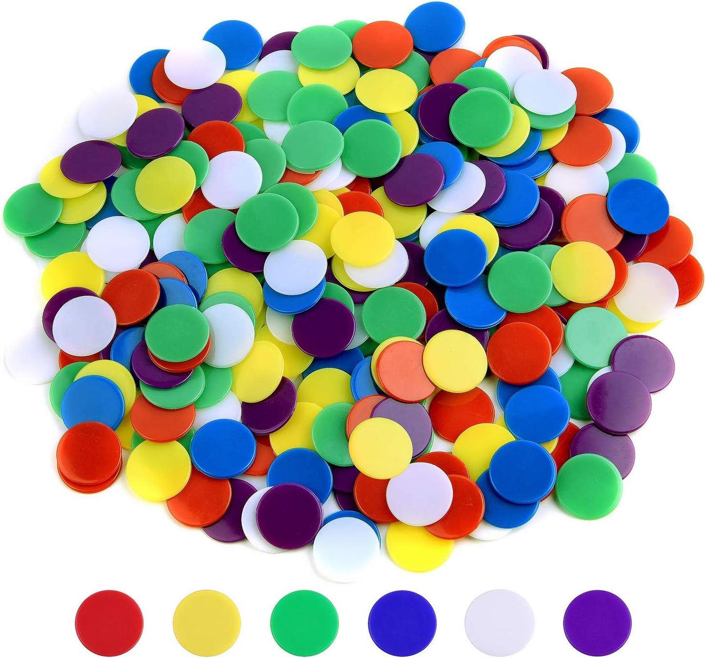 Coopay 1000 Pieces 1 Inch Bingo Chips Bulk, 10 Colors Bingo Markers for Math Practice, Plastic Learning Counters Disks Counting Discs, Poker Chips Game Tokens Kids Reward