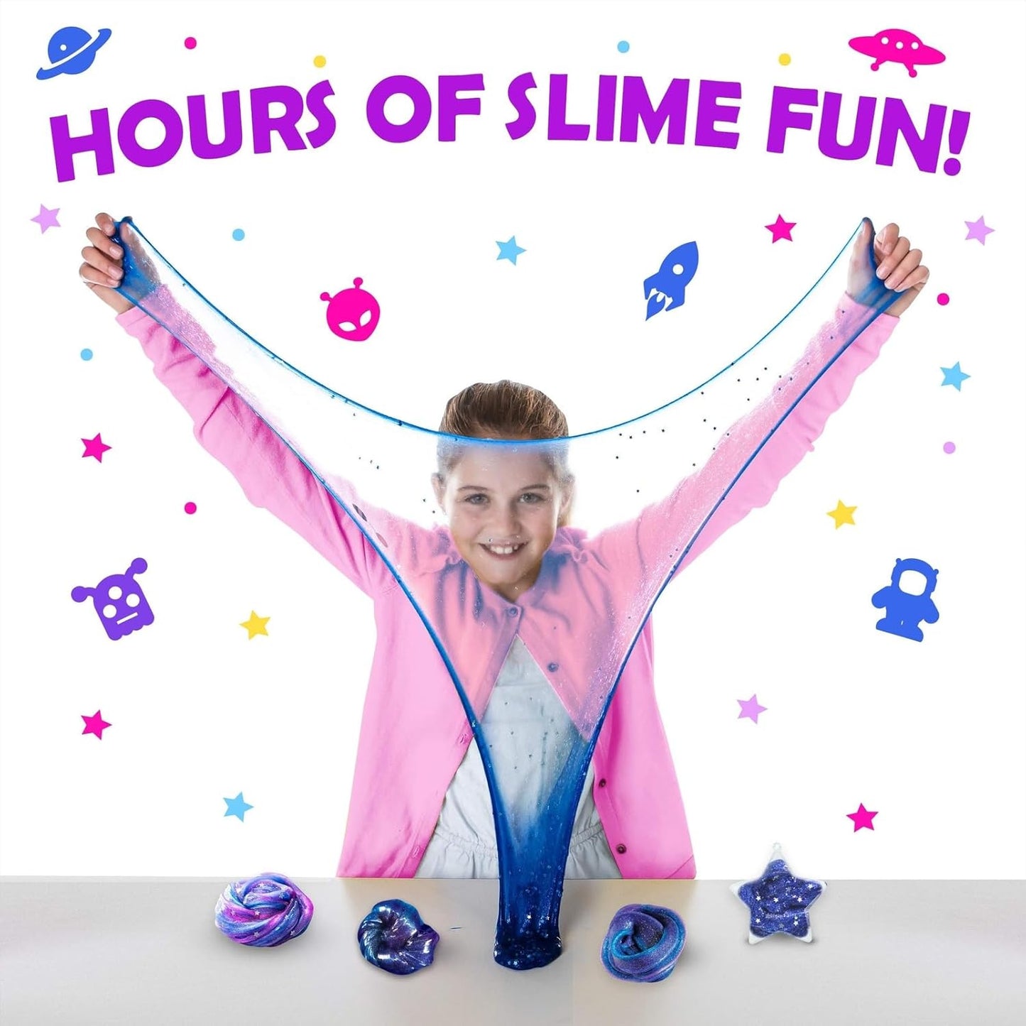 Original Stationery Galaxy Slime Kit for Kids Ages 8–12, DIY Space Slime Set with Glow-in-The-Dark Stickers & Galactic Glitter, Fun Cosmic Craft for Creative Play, Birthday Gift for Boys & Girls