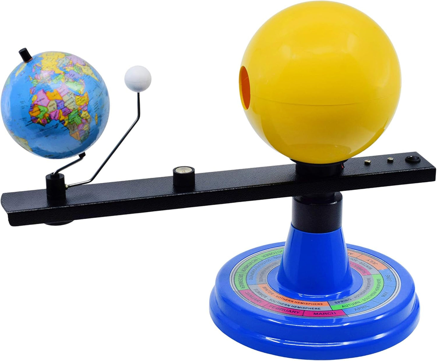 EISCO Illuminated Sun, Earth & Moon Orbital Model, 12.25" H x 16.25" W - 12V Light Bulb Demonstrates Sunlight on Earth & Moon - Solar Eclipse Demonstration - Includes Experiment Guide