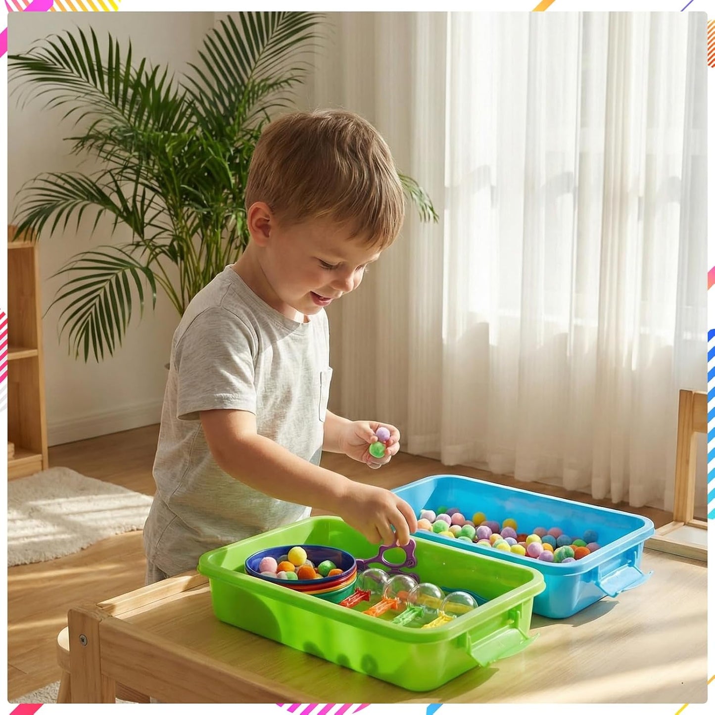 320 Pcs Sensory Bin Fillers Include 200 Pompoms 60 Simulated Ice Cubes 42 Resin Axolotl 12 Cups 4 Tweezers 2 Clips Fine Motor Skills Toys Set Sensory Table Filler