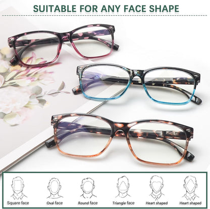 CLASAGA Progressive Multifocus Reading Glasses for Women, Pattern Print Blue Light Block Stylish Ladies Computer Readers