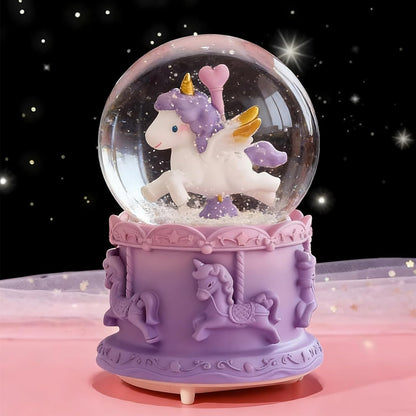Unicorn Snow Globes for Girl,6.5IN Pink Music Snowglobes with LED Lights and Automatic Snowfall,Home Decor Glass Ball for Kids Bedroom Birthday for 5-18 Year Old Girl(6.5x4.1IN