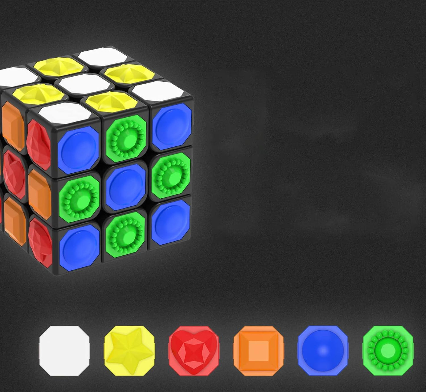 AMAZA 3x3 Speed Cube Black 3x3x3 Magic Speed Cube Puzzles Black Toys Tactile Cube Special Puzzle Touch Twist Patch Visually Impaired Cube Toys for Kids and Adult