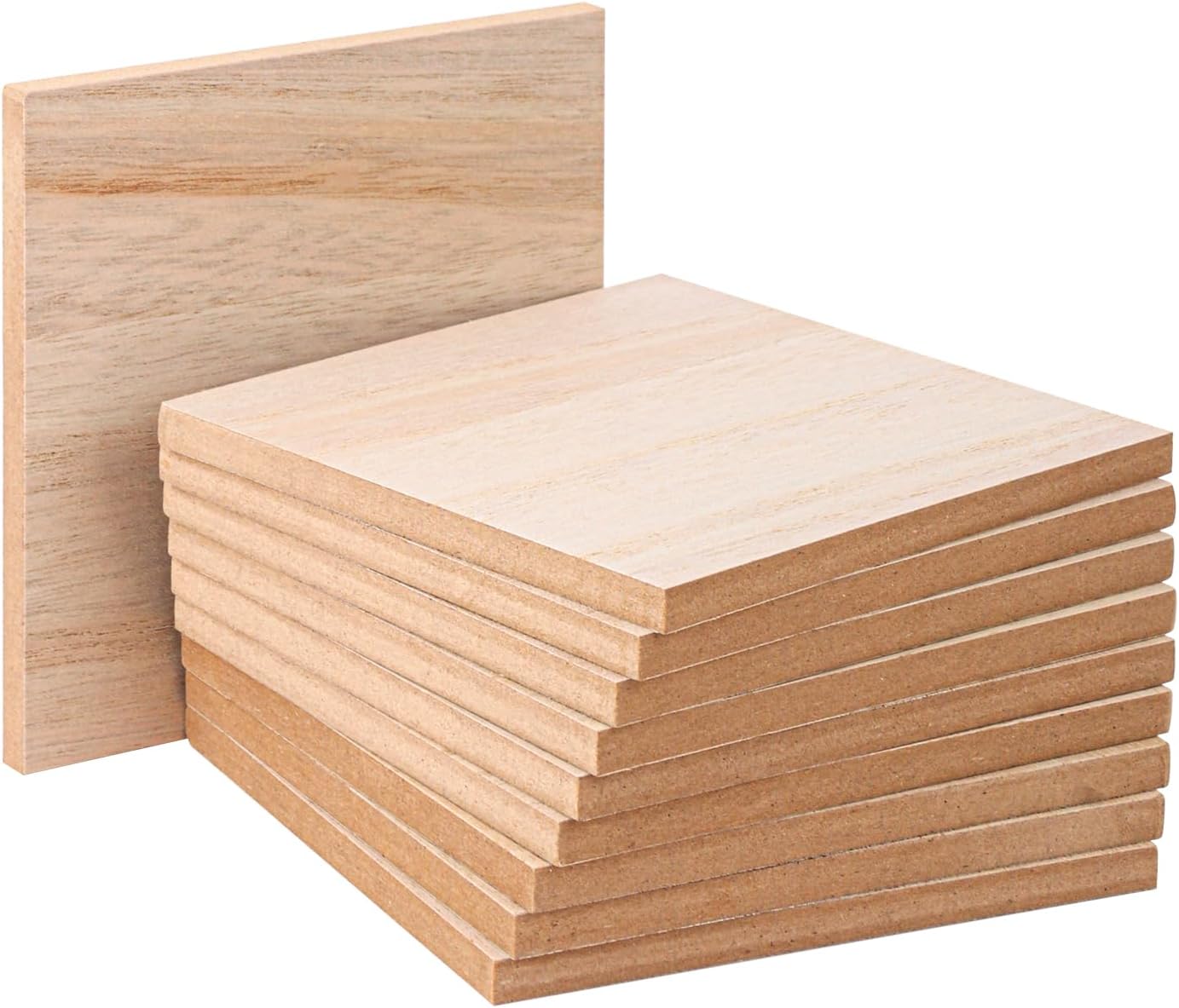 10 Pack Unfinished MDF Wood Rectangle Blocks, 3 x 10 Inch Wooden Blocks for Crafts, DIY Projects, and Custom Decor