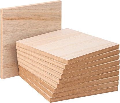 10 Pack Unfinished MDF Wood Rectangle Blocks, 3 x 10 Inch Wooden Blocks for Crafts, DIY Projects, and Custom Decor