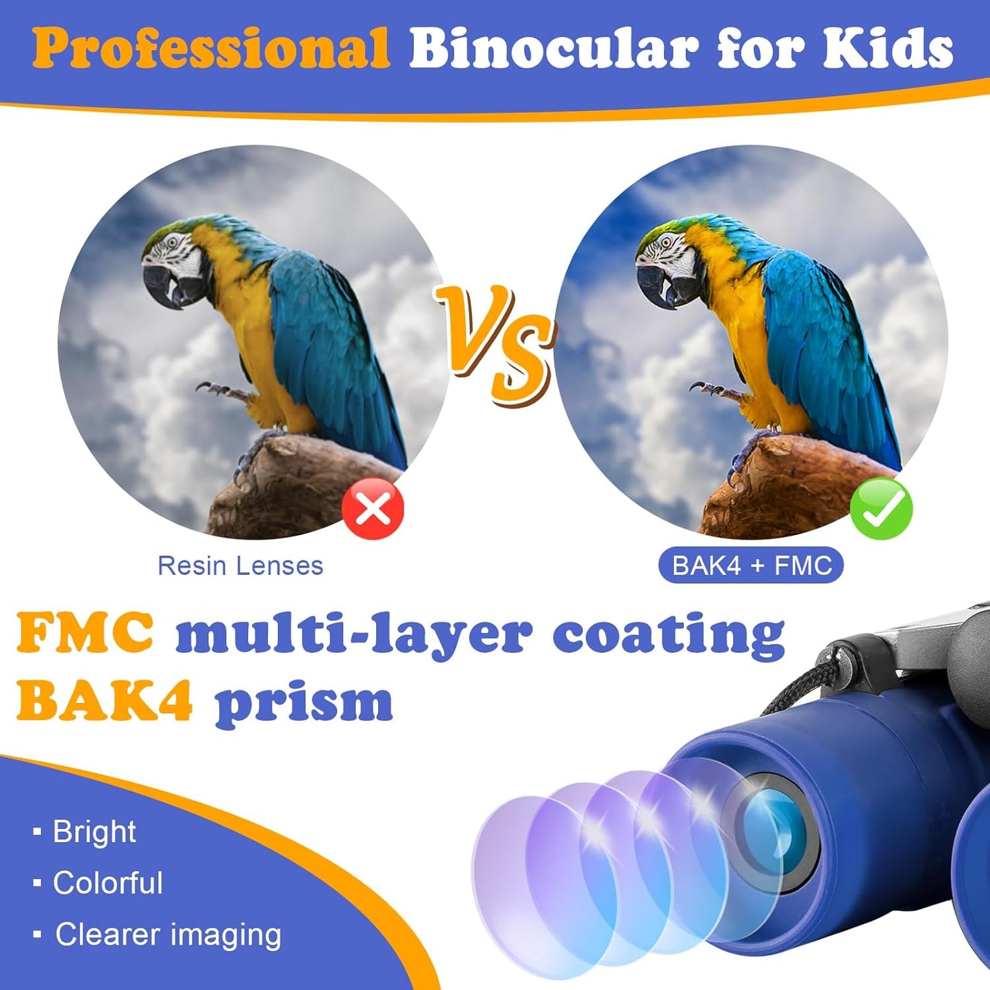 Real Binoculars for Kids Gifts for 3-12 Years Boys Girls 8x21 High-Resolution Optics Compact Toy Binocular for Bird Watching,Travel, Camping