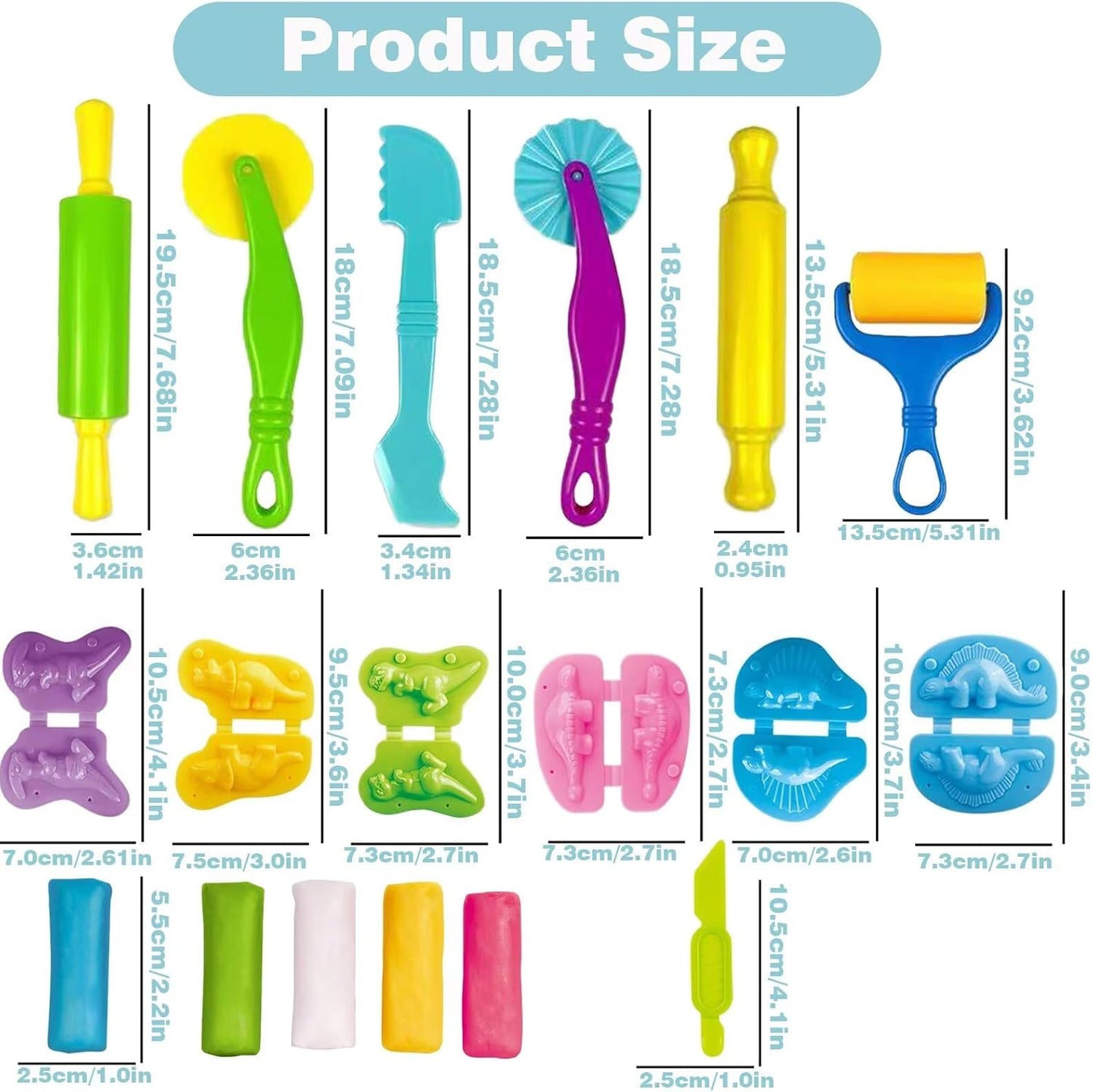 Unleash Creativity with 6 Unique Dino Molds Dough Toys Dough Accessories Set.Ideal as a Gift for Kids Aged 3-4-8 Years