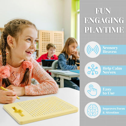Yexiya 3 Pcs Magnetic Drawing Board for Kids, Toddler Travel Drawing Kit Magnet Sketch Thread Board with Stylus Pen and Beads Toy for Child Quiet Time Activities (7 x 8.5 Inches,Blue)