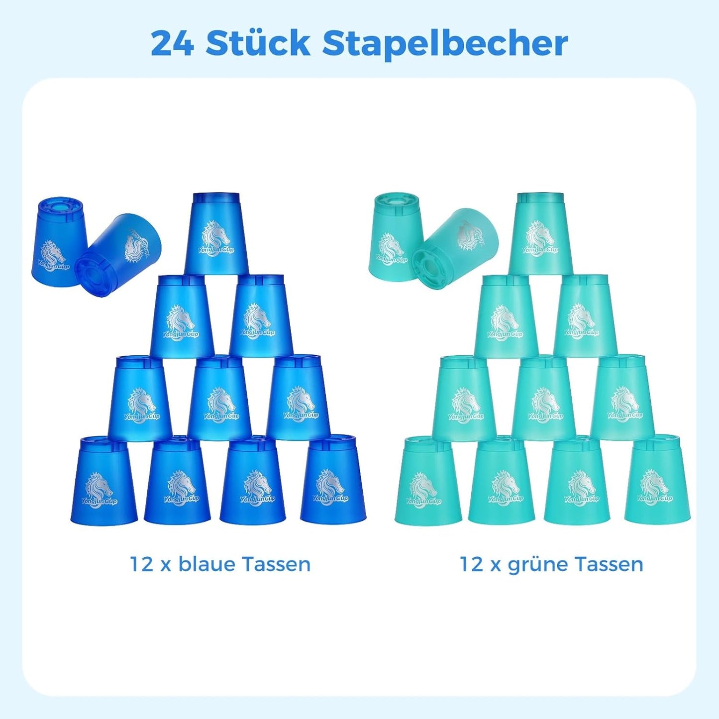 yeesport 48 Pcs Sport Stacking Cups, Sport Training Game for Challenge Competition, Plastic Stacking Cups, Classic Family Game for Kids and Adults, Red+Blue+Green+Black