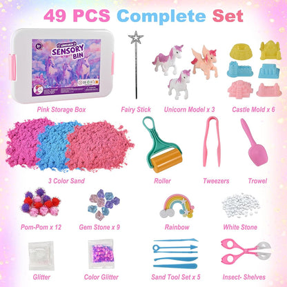 34Pcs Sand Construction Site Kit Sensory Bin Toy for Toddler with 8 Vehicles, 6 Castle Molds, 5 Road Signs, 4 Worker Figures, 2.2lbs Sand, Learning Sand Toys Birthday Gift for Kids Boys Ages 3 4 5