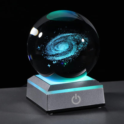 3d Solar System Model Crystal Ball 80mm 3.15inch - Outer Space Astronomy Gifts Room Decor Crystal Sphere Unique Gifts For Men Him Best Birthday Dad Physics Science Teacher Night Light Planet Lamp