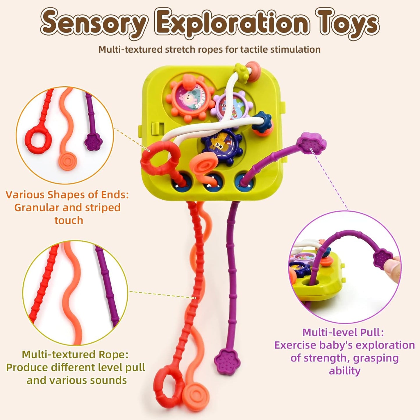 AiTuiTui Baby Sensory Montessori Activity Toys for 1 2 Year Old Boy Girl, Early Learning Develop Shape Sorter Cube with Soft Textured Balls for Infants Toddler Birthday or Easter Gifts
