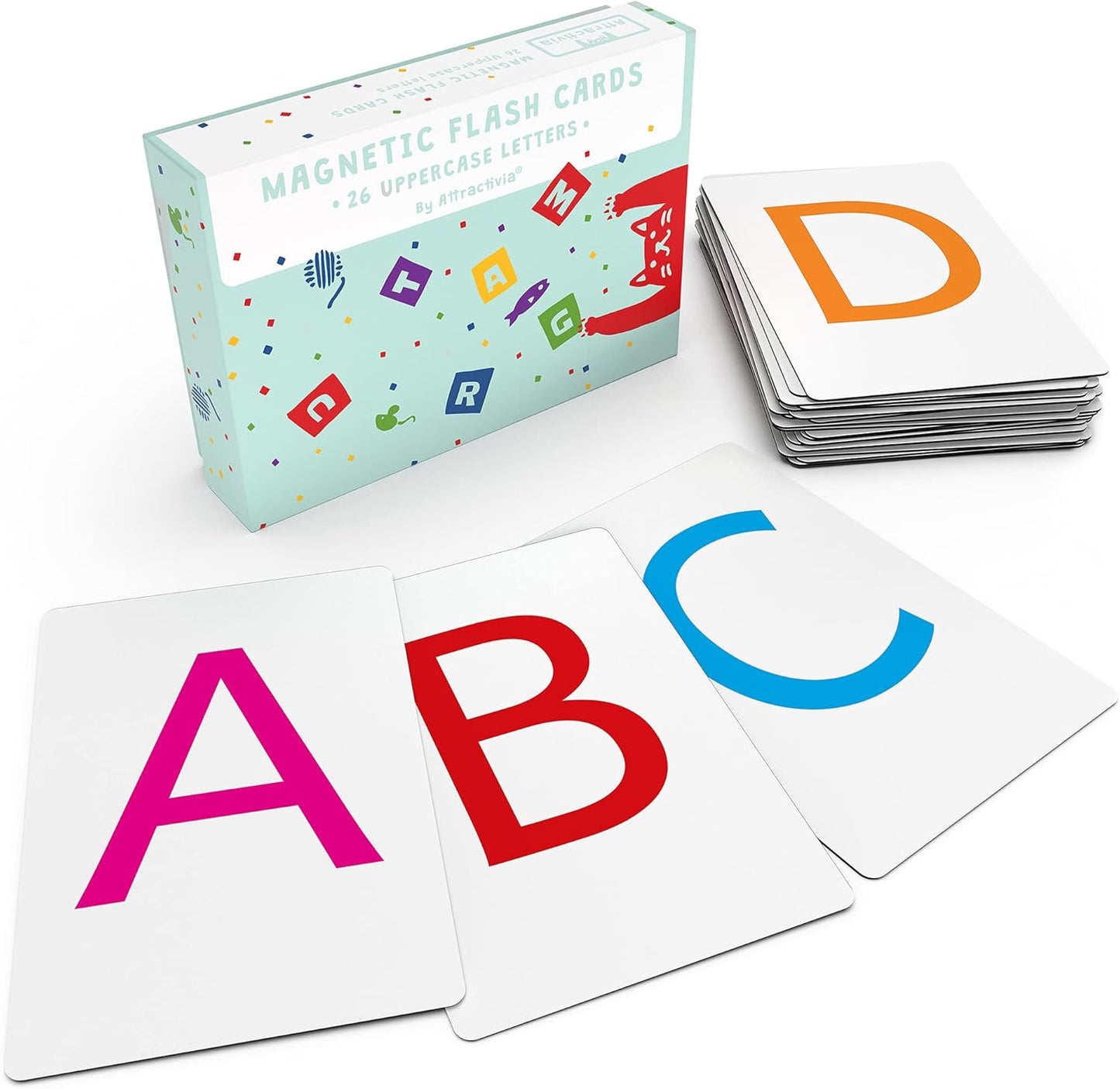Attractivia Magnetic Big Alphabet ABC Flash Cards - 52 Sturdy Uppercase & Lowercase Large Letters, Black - for Classroom Teachers, Homeschool, ESL, Kids and Adults