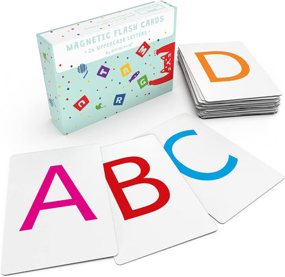 Attractivia Magnetic Big Alphabet ABC Flash Cards - 52 Sturdy Uppercase & Lowercase Large Letters, Black - for Classroom Teachers, Homeschool, ESL, Kids and Adults