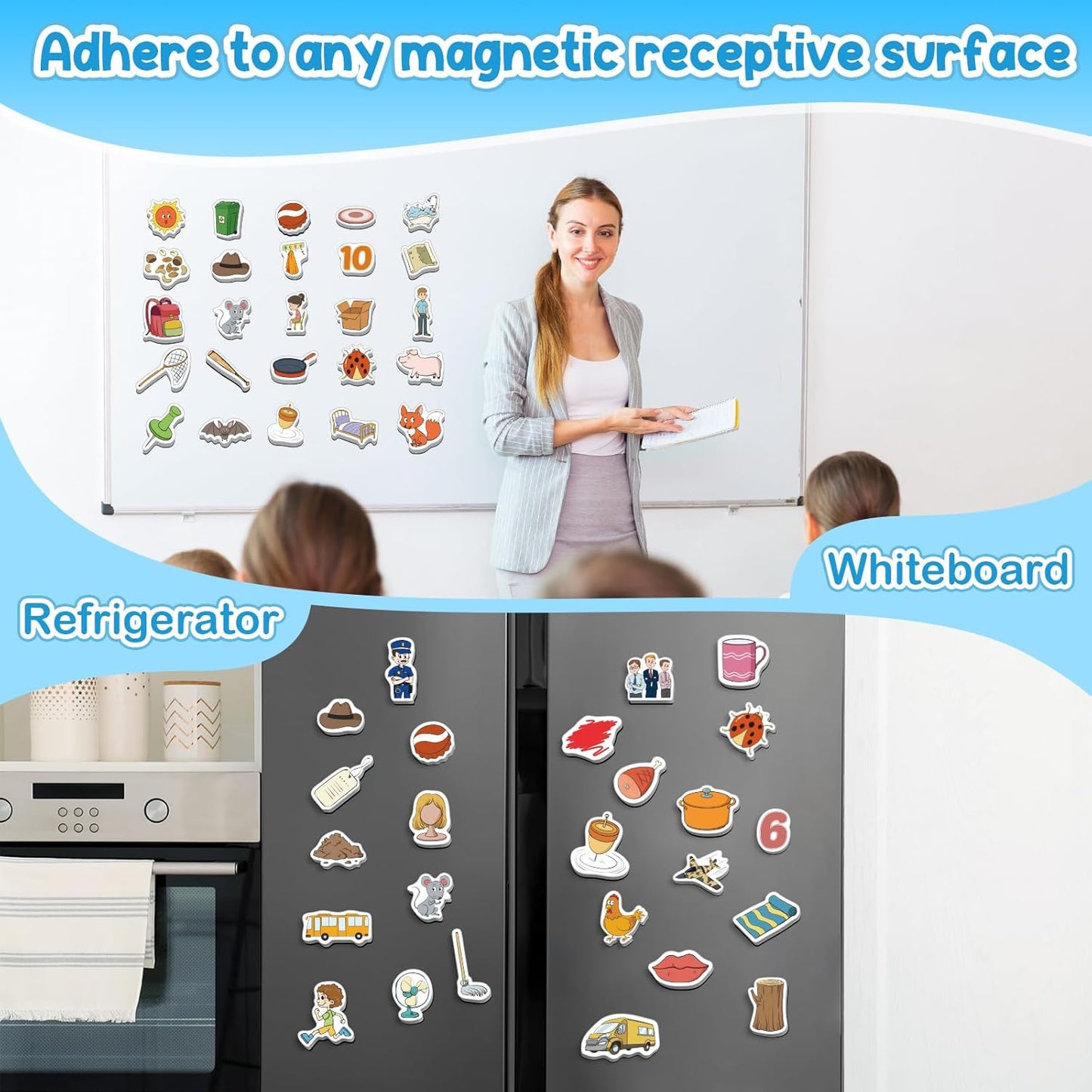 Kasfalci CVCC & CCVC Word Games, 50 Magnetic Foam Objects Fridge Magnets for Kids, Speech Therapy Toys for Toddler, Learn to Read Spelling Reading Learning Phonics for Preschool Kindergarten Classroom