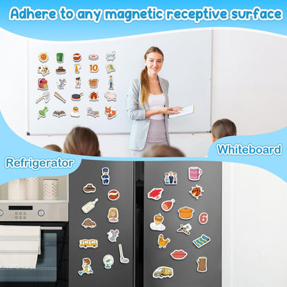Kasfalci CVCC & CCVC Word Games, 50 Magnetic Foam Objects Fridge Magnets for Kids, Speech Therapy Toys for Toddler, Learn to Read Spelling Reading Learning Phonics for Preschool Kindergarten Classroom