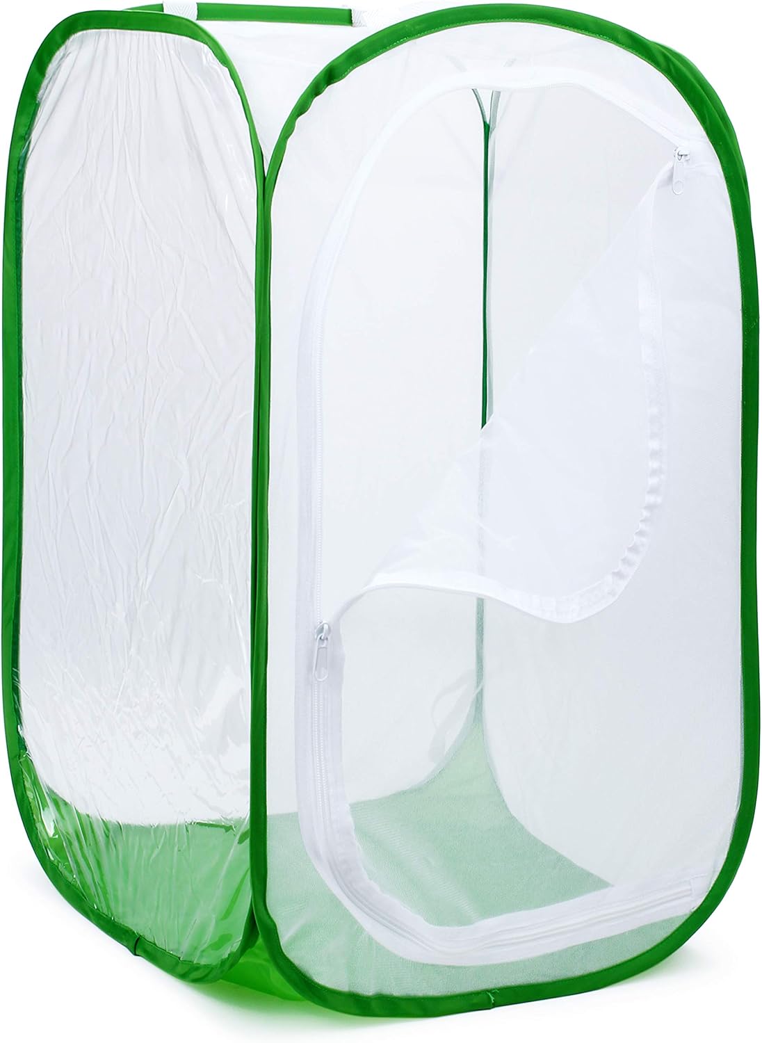 4 Feet Extra Large Monarch Butterfly Habitat, Giant Collapsible Insect Mesh Cage Terrarium Pop-up (White + Green, 28 x 28 x 48 Inches)