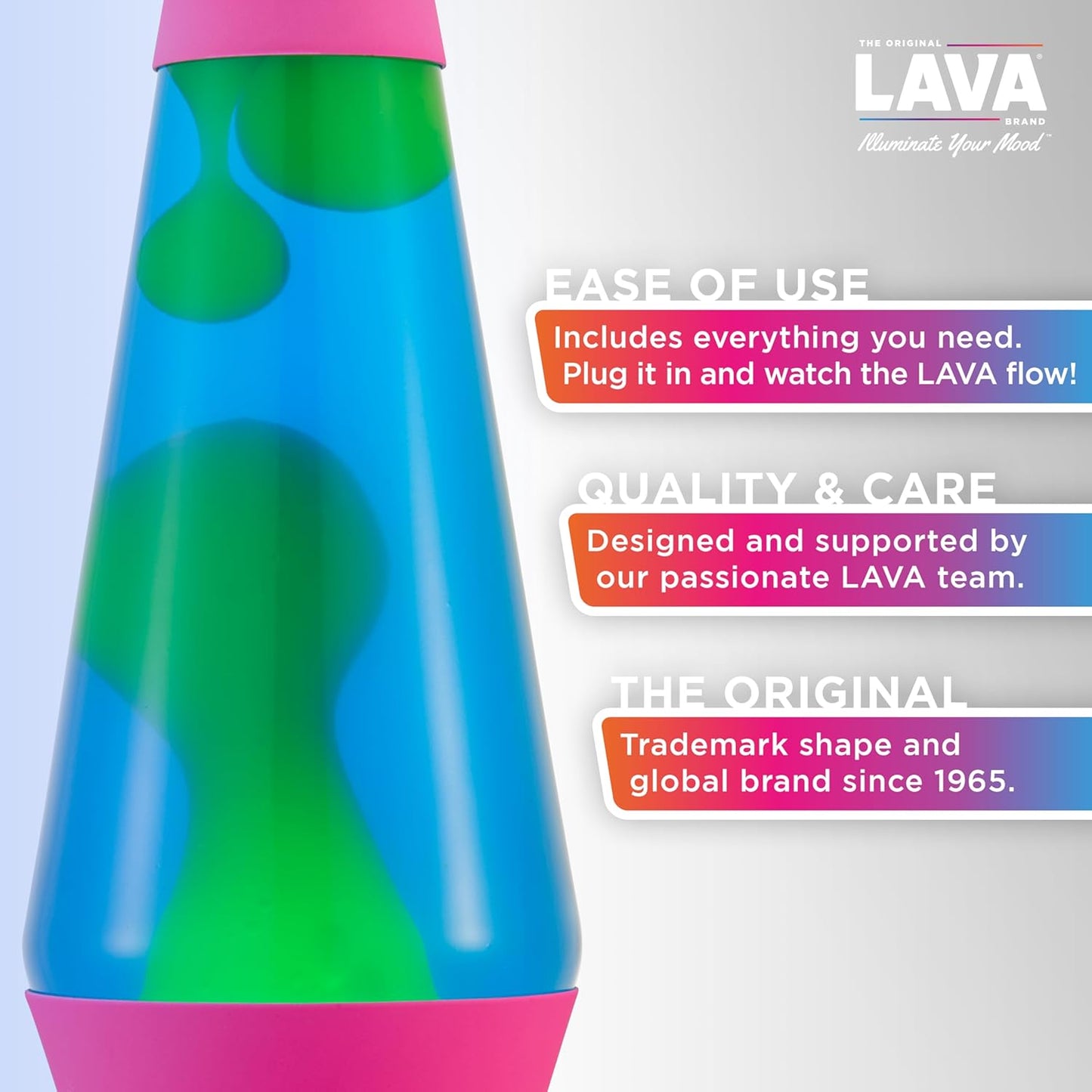 The Original Lava® Lamp - 14.5" Techno Chrome - Classic Liquid Motion Lamp - Pink Lava and Blue Liquid - Item #2097 (Amazon Exclusive)
